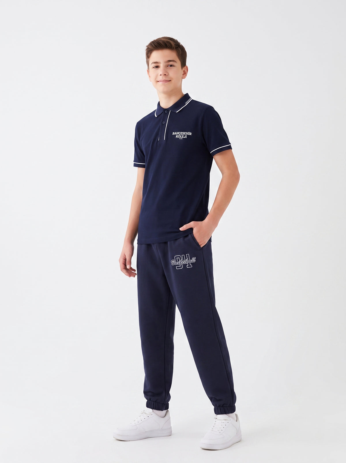 Bahçeşehir Yeni Sezon Polo Yaka T-Shirt + Koyu Lacivert Eşofman Kombini